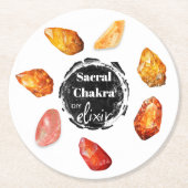 *~* Sacraal Chakra Elixir AP64 Oranje Emoto Ronde Kartonnen Onderzetter (Voorkant)