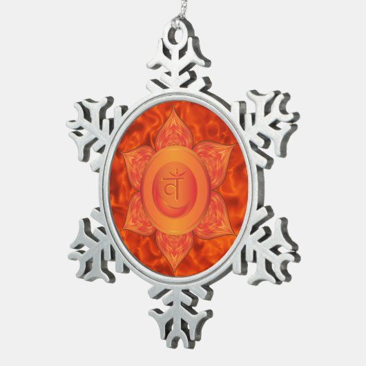 Sacral Chakra Pewter Snowflake Ornament (Rechts)