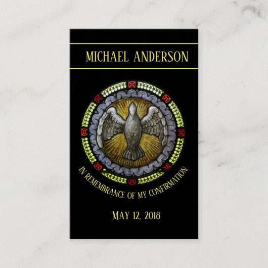 Sacrament Bevestiging Glas in lood Window Dove Visitekaartje (Voorkant)