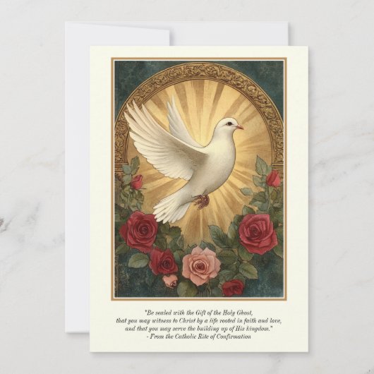 Sacrament van het Vormsel Duiven Rozen Gebed Kaart (Achterkant)