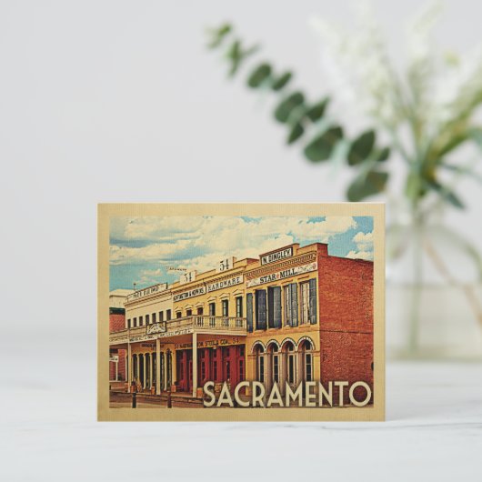 Sacramento Briefkaart California Vintage Travel (Staand voorkant)