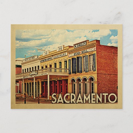 Sacramento Briefkaart California Vintage Travel (Voorkant)