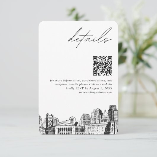 Sacramento Bruiloft Details QR Code Klein Informatiekaartje (Staand voorkant)