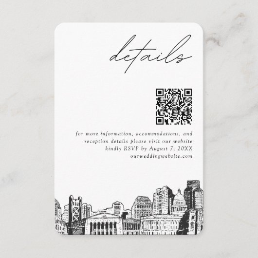 Sacramento Bruiloft Details QR Code Klein Informatiekaartje (Voorkant)