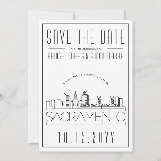 Sacramento Bruiloft | Skyline De datum opslaan Kaart (Voorkant)