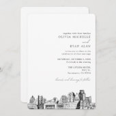 Sacramento Bruiloft skyline schets uitnodiging (Voorkant / Achterkant)