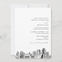 Sacramento Bruiloft skyline schets uitnodiging