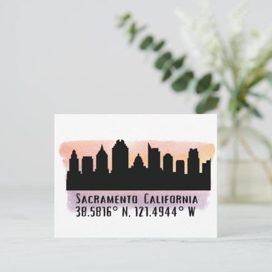 Sacramento CA City Skyline Briefkaart (Staand voorkant)