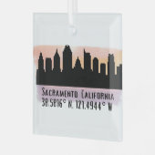 Sacramento CA City Skyline Glass Ornament (Voorkant links)