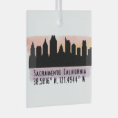 Sacramento CA City Skyline Glass Ornament (Voorkant Rechts)