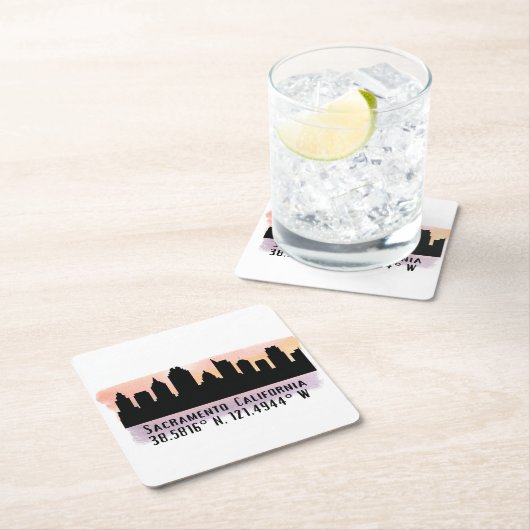 Sacramento CA City Skyline Kartonnen Onderzetters (Insitu)