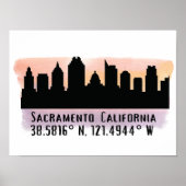 Sacramento CA City Skyline Poster (Voorkant)