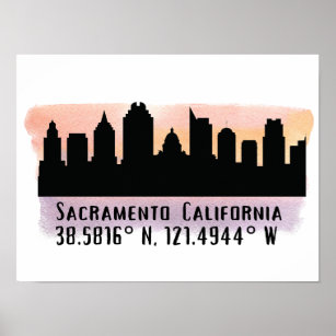 Sacramento CA City Skyline Poster