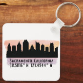 Sacramento CA City Skyline Sleutelhanger (Achterkant)