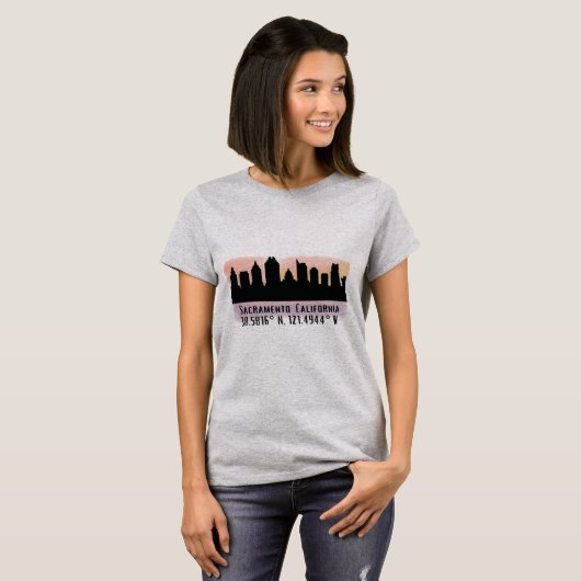 Sacramento CA City Skyline T-shirt (Voorkant volledig)