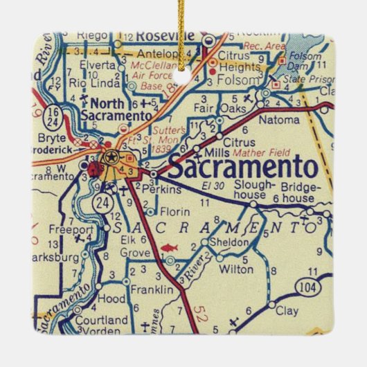Sacramento CA  map Keramisch Ornament (Achterkant)