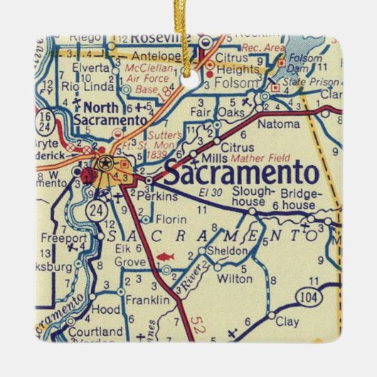 Sacramento CA  map Keramisch Ornament (Voorkant)
