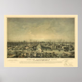 Sacramento, CA Panoramic Map - 1850 Poster (Voorkant)