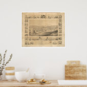 Sacramento, CA. Panoramische kaart 1857 (0066A) Poster (Keuken)