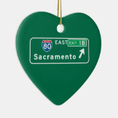 Sacramento, CA Road Sign Keramisch Ornament (Rechts)