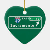 Sacramento, CA Road Sign Keramisch Ornament (Achterkant)