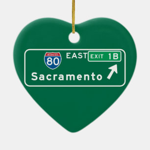 Sacramento, CA Road Sign Keramisch Ornament