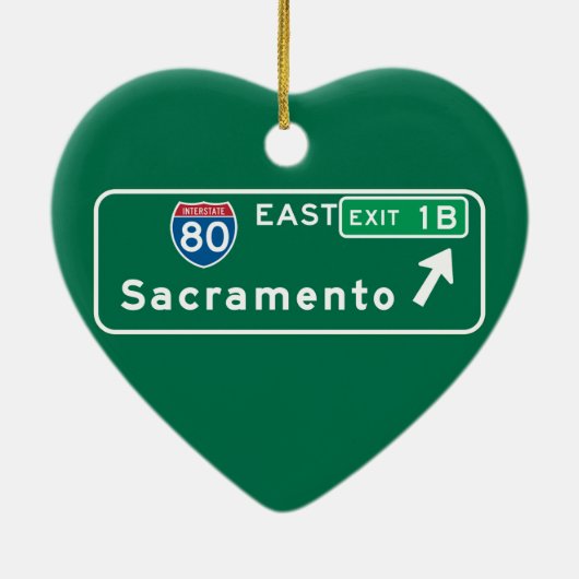 Sacramento, CA Road Sign Keramisch Ornament (Achterkant)