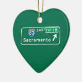 Sacramento, CA Road Sign Keramisch Ornament (Links)