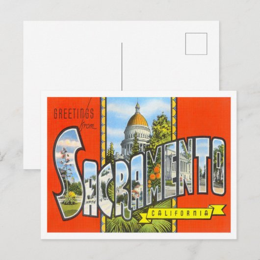 Sacramento, California  Big Letters Postcar Briefkaart (Voorkant / Achterkant)