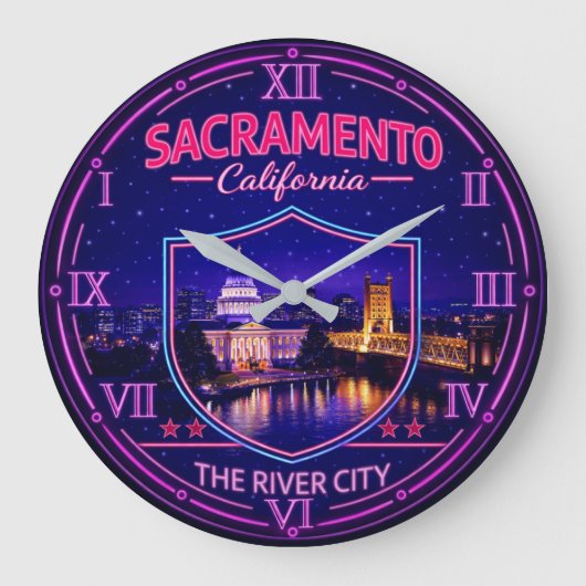 Sacramento California Capitol Skyline Grote Klok (Voorkant)