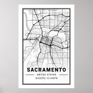 Sacramento California City Travel City Map Poster