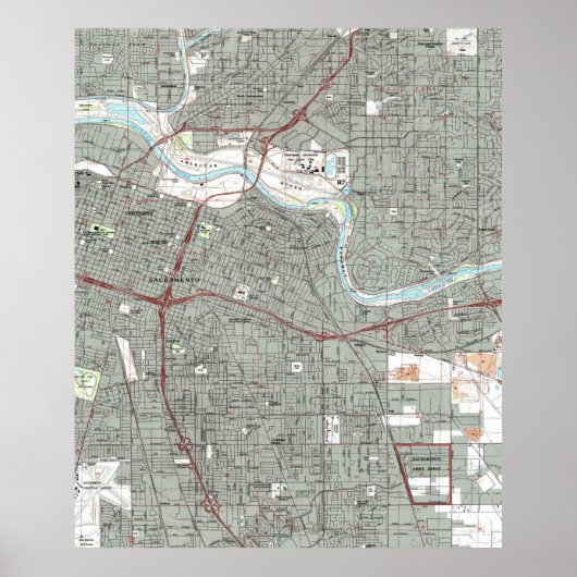 Sacramento California Map (1992) Poster (Voorkant)