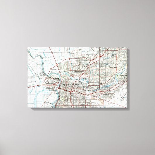 Sacramento California Map (1994) Canvas Afdruk (Voorkant)