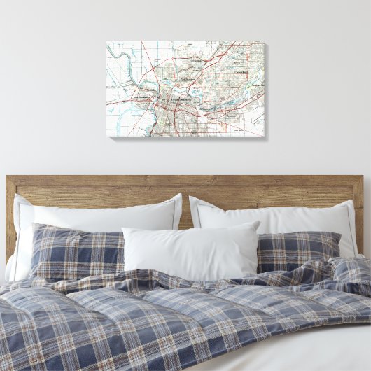 Sacramento California Map (1994) Canvas Afdruk (Insitu (Slaapkamer))