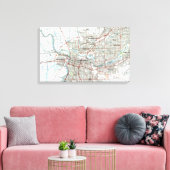 Sacramento California Map (1994) Canvas Afdruk (Insitu (Woonkamer))