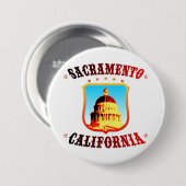 Sacramento California Ronde Button 7,6 Cm (Voorkant /achterkant)