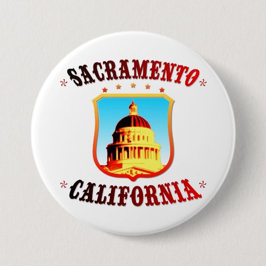 Sacramento California Ronde Button 7,6 Cm (Voorkant)