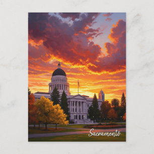 Sacramento California State Capitol Zonsondergang Briefkaart