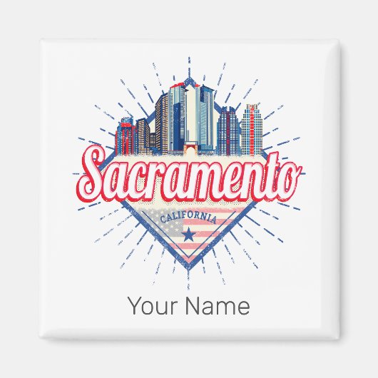 Sacramento California Verenigde Staten Skyline Ver Magneet (Voorkant)