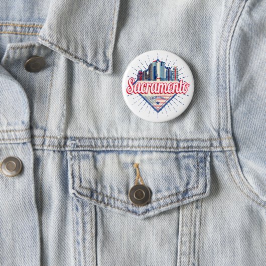 Sacramento California Verenigde Staten Skyline Ver Ronde Button 5,7 Cm (In situ)