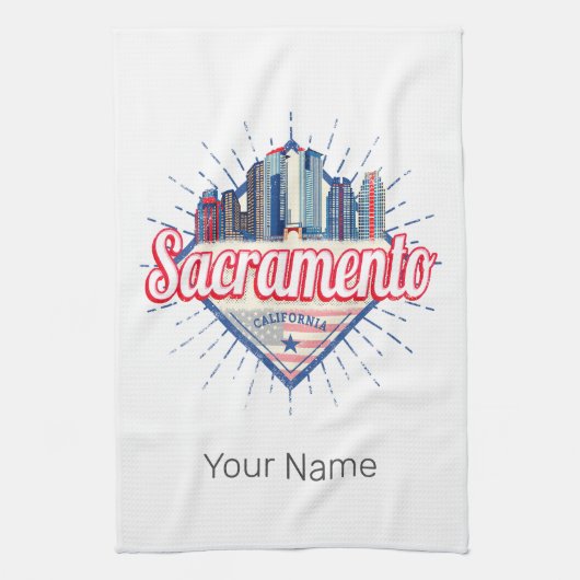 Sacramento California Verenigde Staten Skyline Ver Theedoek (Verticaal)