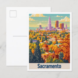 Sacramento California Vintage Travel Illustratie Briefkaart