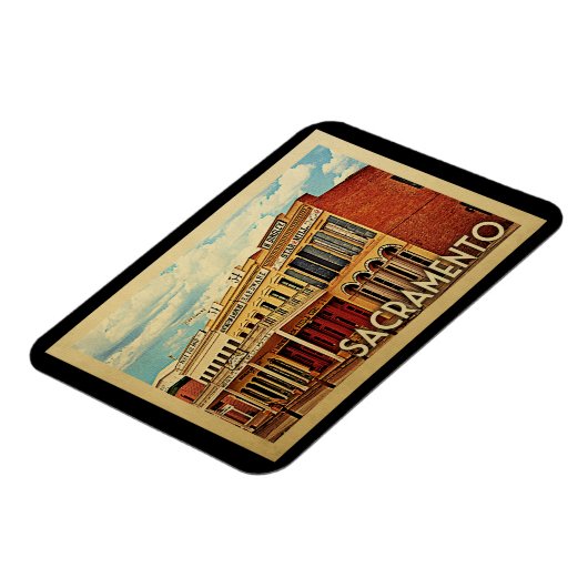 Sacramento California Vintage Travel Magneet (Linkerzijde)
