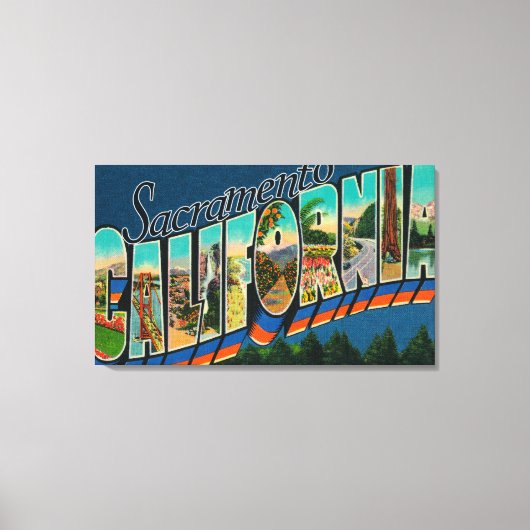 Sacramento, CaliforniaLarge Letter Scenes Canvas Afdruk (Voorkant)
