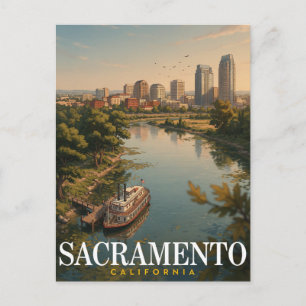 Sacramento Californië Schilderachtige Rivier Silho Briefkaart