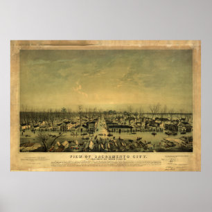 Sacramento, Californië tijdens de overstromingen v Poster