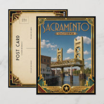 Sacramento Californië Vintage Art Deco Gouden Eeuw