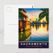 Sacramento, Californië, Waterkant, Reizen Briefkaart (Voorkant / Achterkant)