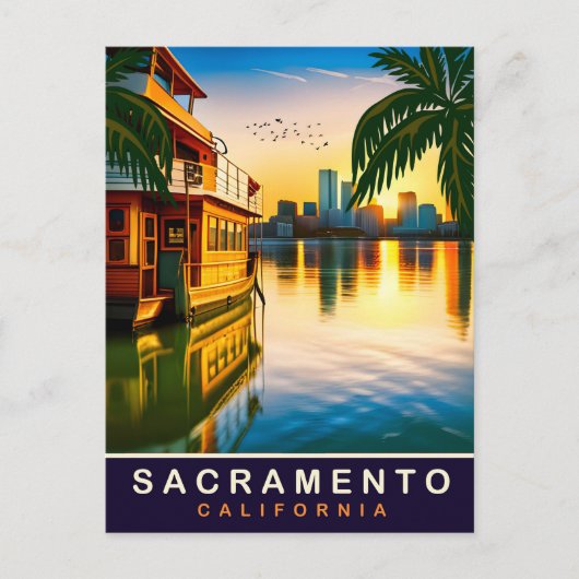 Sacramento, Californië, Waterkant, Reizen Briefkaart (Voorkant)