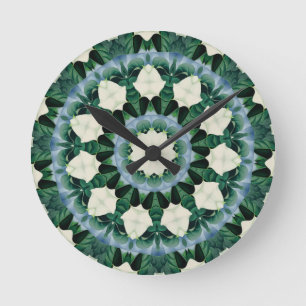 Sacramento Groen en Cerulean Blauwe Mandala Ronde Klok